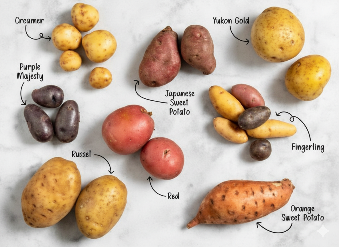 معرفی گونه‌های مختلف سیب زمینی (روسلت، یوکون گلد، ماریس پایپر و غیره)