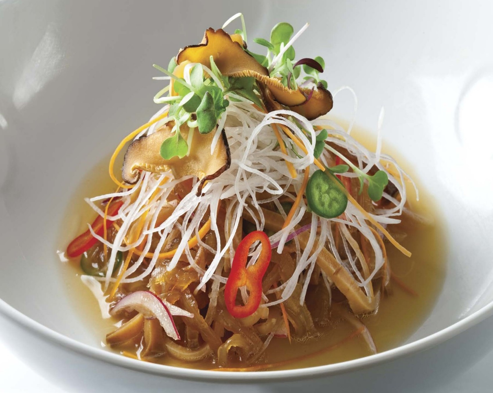 89-سالاد آبالون و ژله ماهی با سس کنجد آمازو پانزو