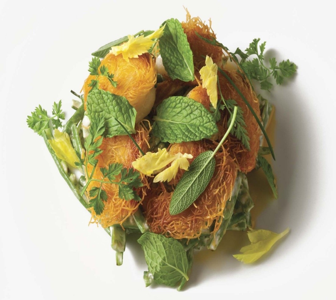 21-سالاد میگوی فیلو کراست شده، هاریکو ورتس و فندق