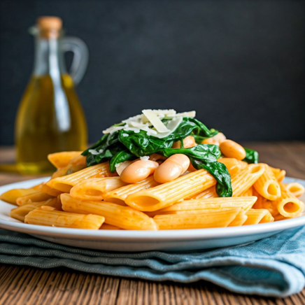 104-پاستا با لوبیای پوست‌کنده و سبزیجات ( Pasta With Shell Beans And Greens )
