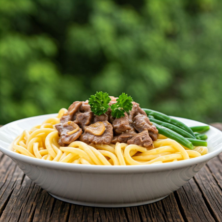 42-پاستای سیر با گوشت گاو ( Garlicky Beef and Pasta )