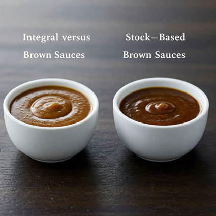 سس‌های قهوه‌ای یکپارچه در مقابل سس‌های مبتنی بر استاک  (Integral Versus Stock-Based Brown Sauces)