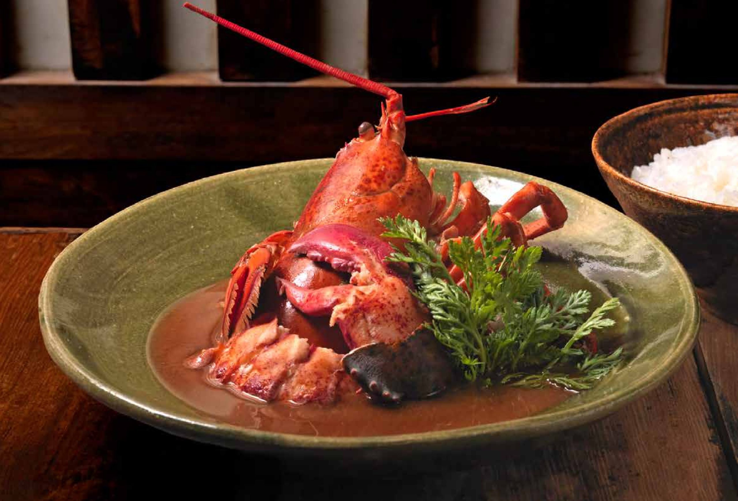 55-سوپ میسوی قرمز با لابستر  Red Miso Soup with Lobster