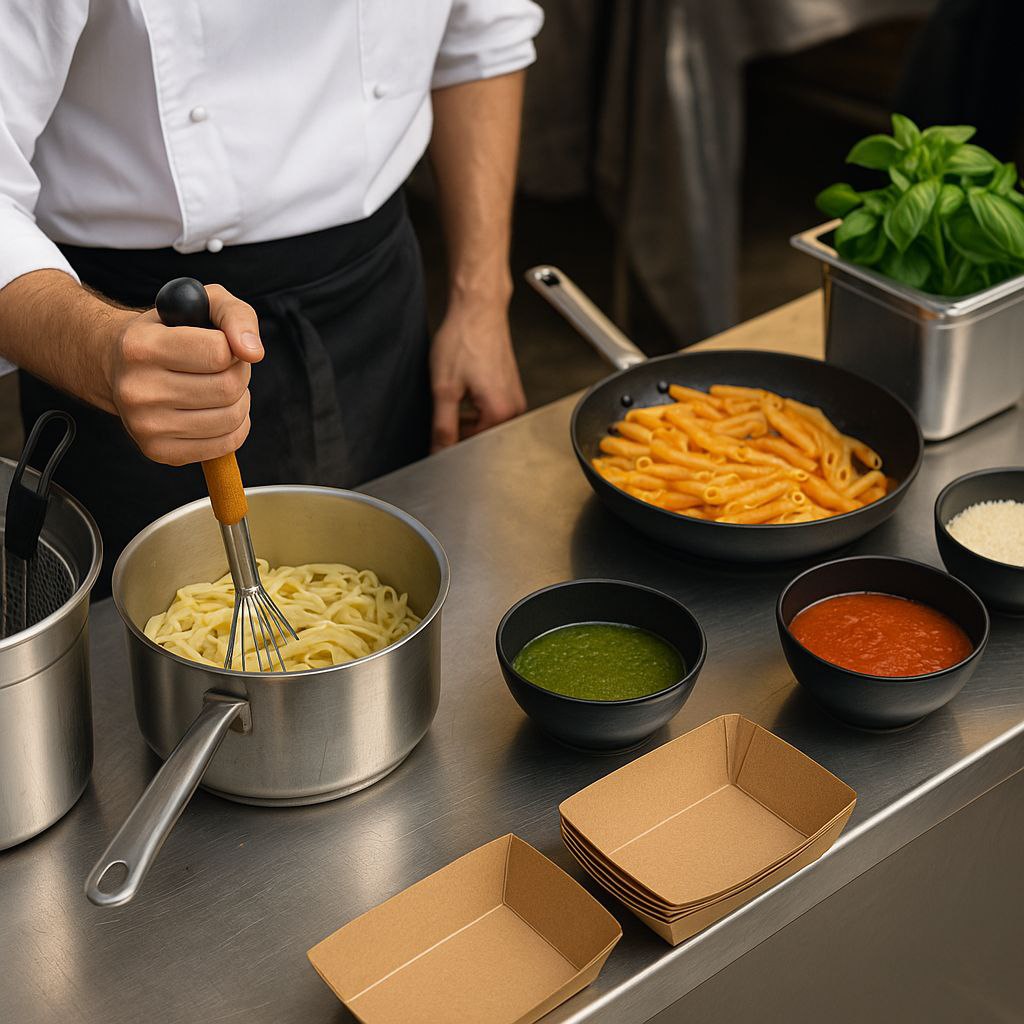 آماده‌سازی برای سرو در فودتراک، رستوران‌ها یا جشنواره‌ها