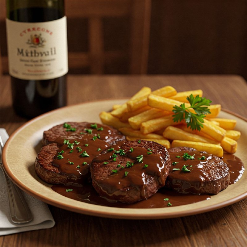 114-استیک مارشان دو وین  Steak Marchand de Vin