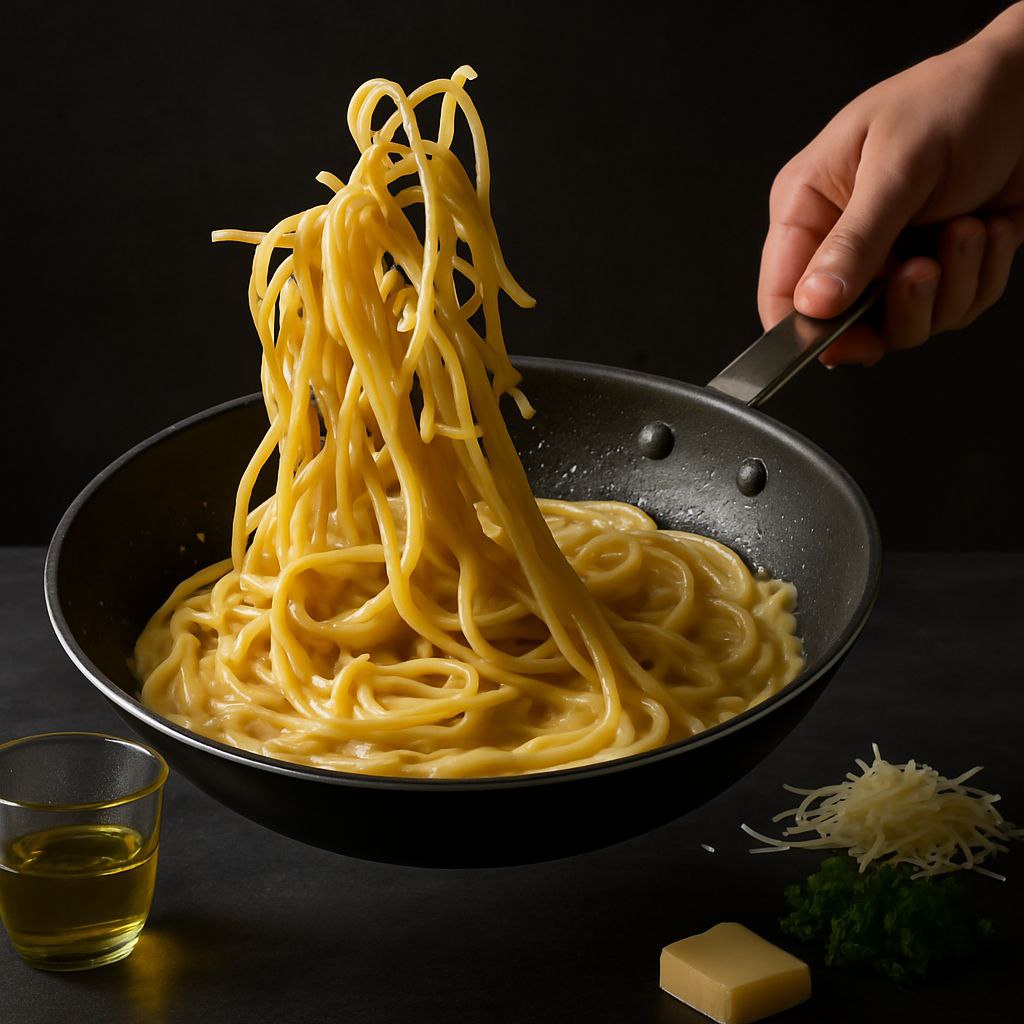 تکنیک‌های مانتکاتورا (مخلوط نهایی پاستا و سس در تابه)