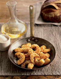 69-میگوی درشت سرخ‌شده با نمک دریایی   GAMBAS GRILLÉS AU SEL DE MER SEARED PRAWNS WITH SEA SALT