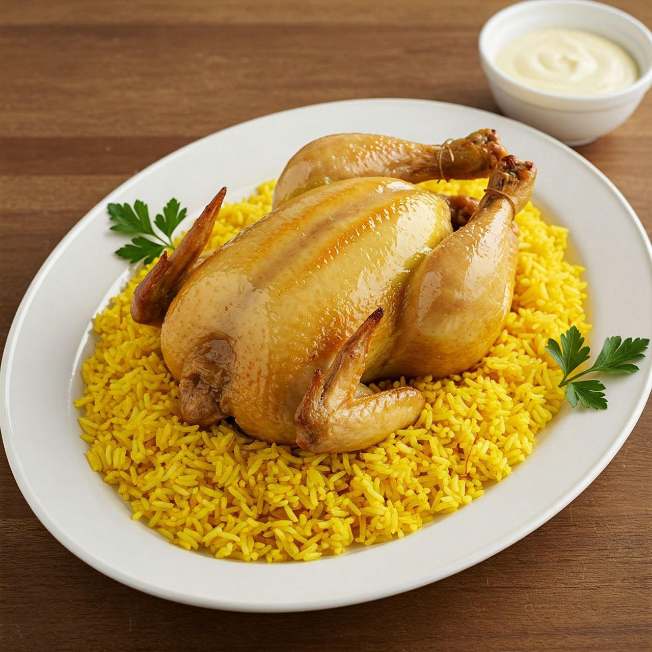 87-پول او ریز او زعفران   Poule au Riz au Safran – مرغ آب‌پز با پلو زعفرانی