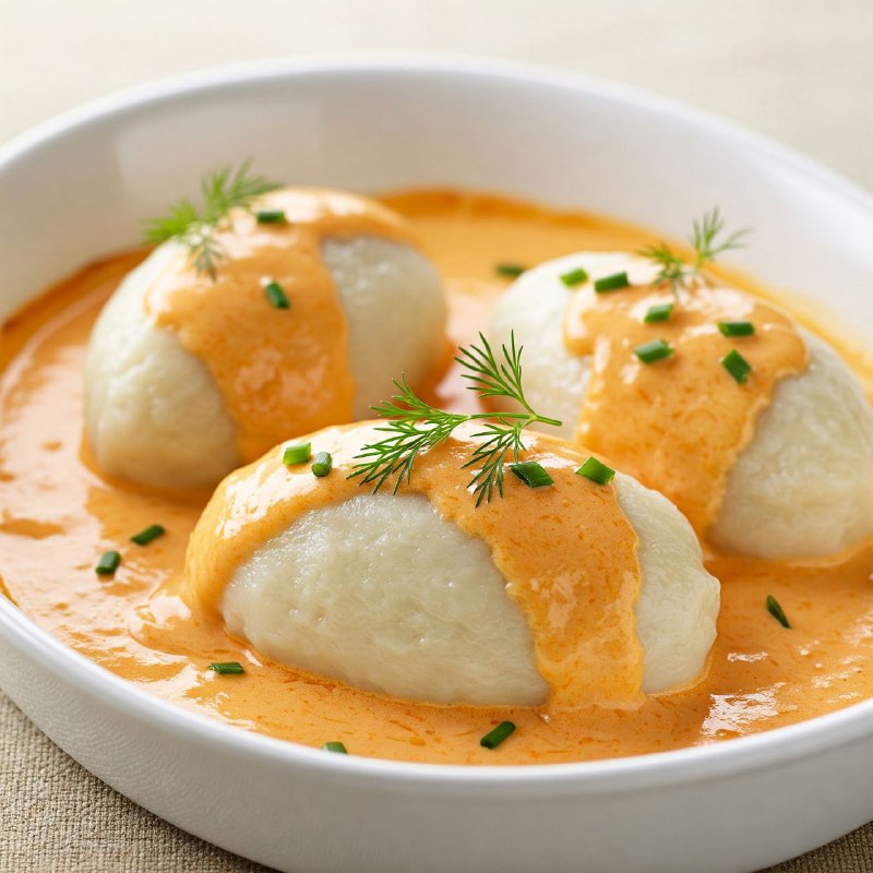 63-کوفته ماهی سفید با سس نانتوا  Quenelles Nantua