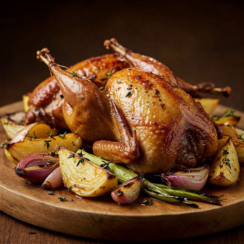 154-قرقاول بریان‌شده در دیگ با ریشه کرفس و شالوت (Faisans en Cocotte Belle Fermière)