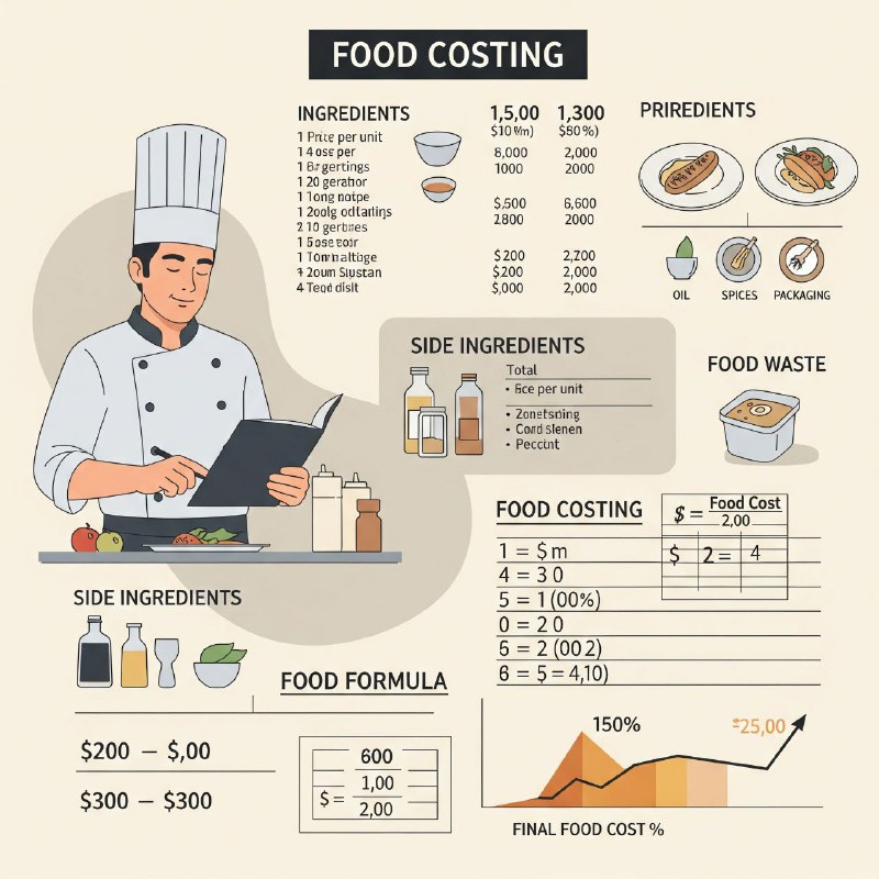 ۱. هزینه‌یابی غذا (Food Costing)