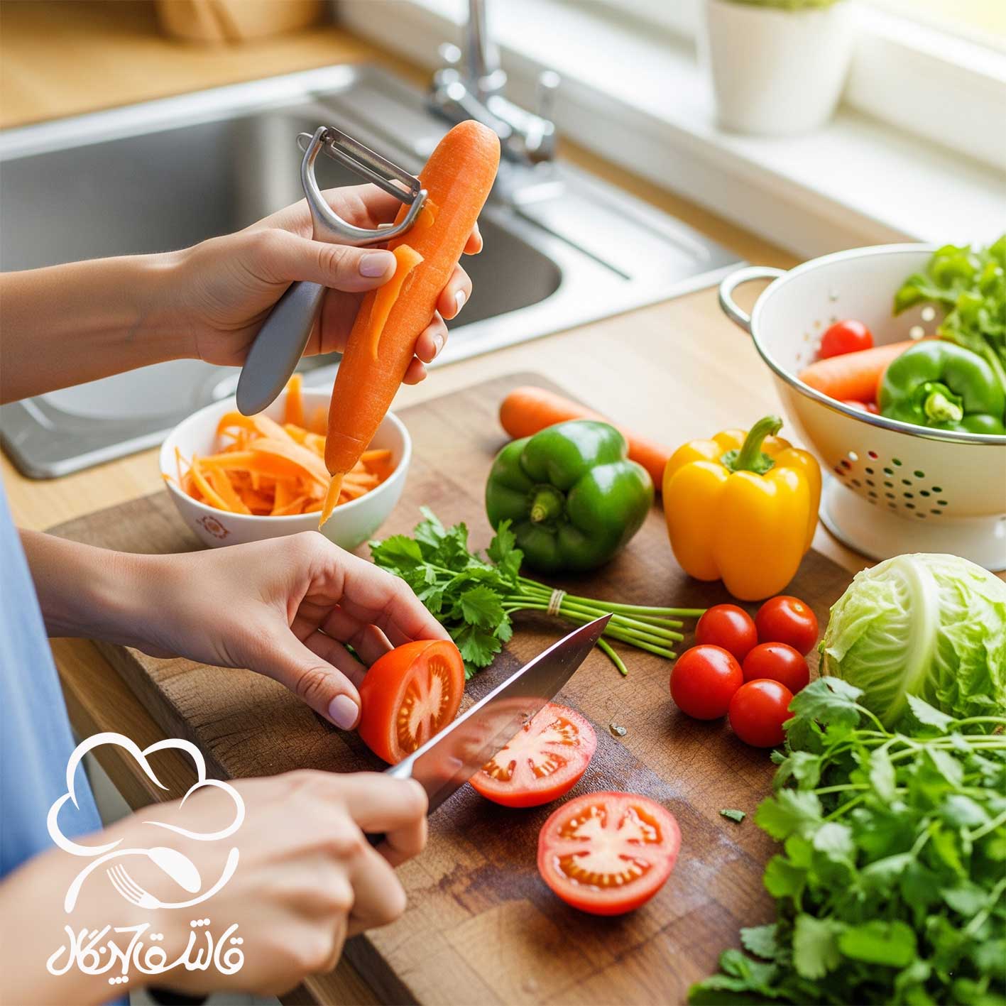 آماده‌سازی برای پخت (شستشو، پوست‌گیری، برش و...) Preparation for cooking (washing, peeling, cutting, etc.)