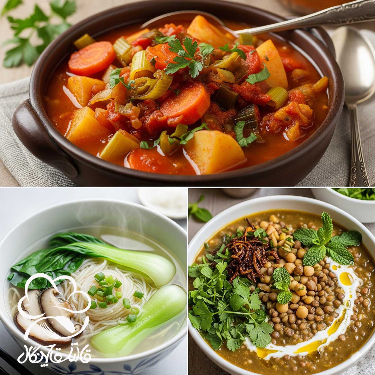 سبزیجات در سوپ‌ها و خوراک‌ها Vegetables in soups and stews