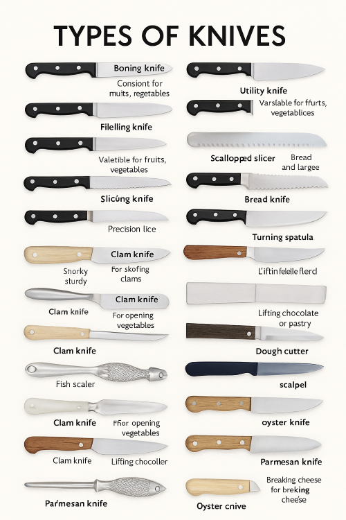 انواع چاقوها  TYPES OF KNIVES